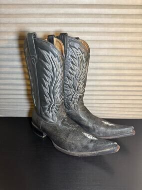 Forastero Black Genuine Stingray Western Cowboy Boots Men’s 10 D Snip Toe Mexico